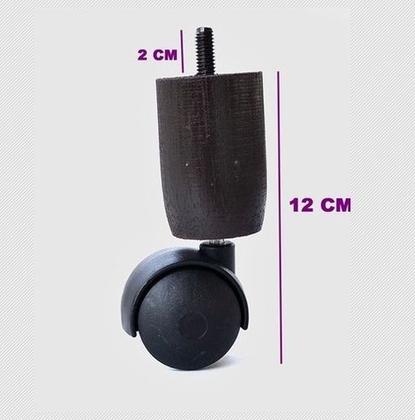 Imagem de Kit de Pés Para Cama Box ou Baú 5 pés fixos e 2 Rodinhas TDC Marrom 12cm de altura