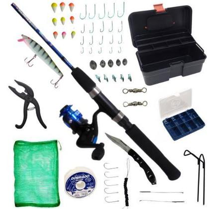 Imagem de Kit De Pesca Completo Vara Com Molinete 80 Unidades