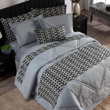 Imagem de Kit de Peseira Estampada Áquila c/ Almofada 04 Peças - Tecido Jacquard