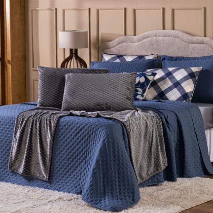 Imagem de Kit de Peseira Para Cama Majestic com Fronhas 03 Peças Tecido Mantinha Flannel em Toque de Seda Brilhante