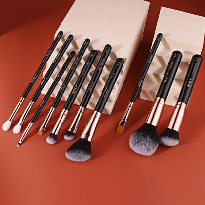 Imagem de Kit De Pincéis De Maquiagem BEILI De Ouro Rosa 08- 10 PÇS Profissional 