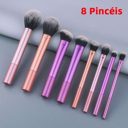 Imagem de Kit de Pincéis de Maquiagem Portátil Conjunto Completo para Viagens Trabalho e Uso Diário Cerdas Macias para Aplicação Uniforme