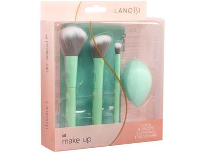 Imagem de Kit de Pincéis e Esponjas de Maquiagem Lanossi - Mint Green 5 Unidades