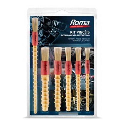 Imagem de Kit de Pinceis para Detalhamento Automotivo com 6 Peças Roma