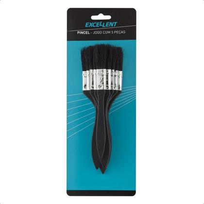 Imagem de Kit de Pinceis Pintura com 5 peças Parede Madeira Ferro