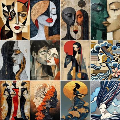 Imagem de Kit De Pintura Digital Abstrata Feminina Para Adultos DIY Sem Moldura Decoração Para Casa
