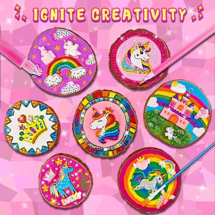 Imagem de Kit de Pintura em Madeira Klmars - Tema Unicórnio com Brilho no Escuro