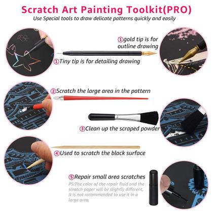 Imagem de Kit de pintura Scratch Art MIASTAR Rainbow com 8 folhas A4