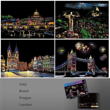 Imagem de Kit de pintura Scratch Art MIASTAR Rainbow com 8 folhas A4