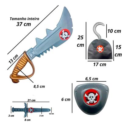 Imagem de kit de Pirata Acessório Para Fantasia Infantil Com 4 Peças