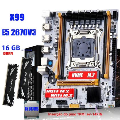 Imagem de Kit De Placa Mãe QIYIDA X99 Com 16GB De RAM DDR4, Suporte Para CPU Xeon E5 2670 V3 E NVME M.2