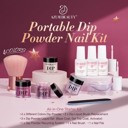Imagem de Kit de Pó para Unhas Dip Powder AZUREBEAUTY - 4 Cores e Ferramentas