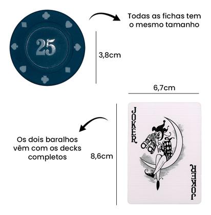Imagem de Kit de Poker com 100 Fichas 2 Baralhos para Jogos e Torneios