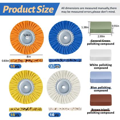 Imagem de Kit de polimento Amylove 8 Airway Buffing Wheel, alumínio de 8 polegadas