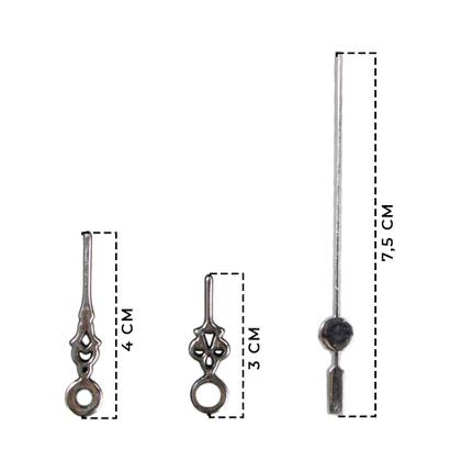 Imagem de Kit De Ponteiros Números Para Relógio Analógico Prata Pequeno 30 Unidades