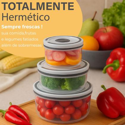 Imagem de Kit De Potes Plásticos Transparentes Inquebráveis Com Tampa Hermética 5 Unidades Top