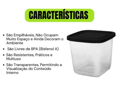 Imagem de Kit de Potes Porta Mantimentos Alimentos  Conjunto de Vasilhas Plásticas Com Tampa 500 ML Kit 12 Pçs