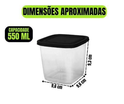 Imagem de Kit de Potes Porta Mantimentos Alimentos  Conjunto de Vasilhas Plásticas Com Tampa 500 ML Kit 12 Pçs