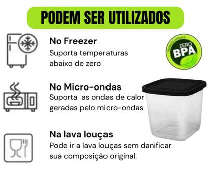 Imagem de Kit de Potes Porta Mantimentos Alimentos  Conjunto de Vasilhas Plásticas Com Tampa 500 ML Kit 12 Pçs