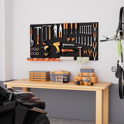 Imagem de Kit de Prancha Peg Board INCLY Metal 48x24cm - com 160 Peças de Acessórios