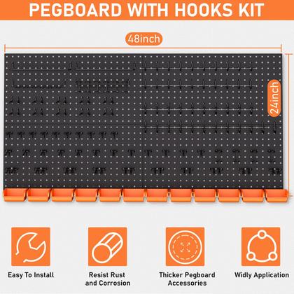 Imagem de Kit de Prancha Peg Board INCLY Metal 48x24cm - com 160 Peças de Acessórios