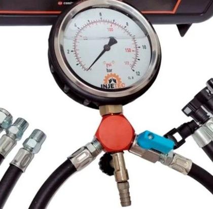 Imagem de Kit de pressão da bomba de combustível com manômetro e 17 mangueiras injetec ij218517