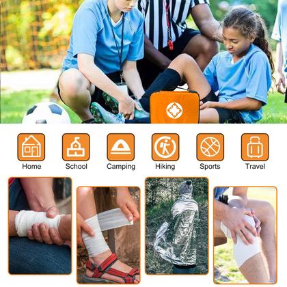 Imagem de Kit de primeiros socorros, 300 peças, suprimentos de recarga portáteis, laranja