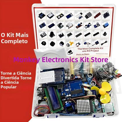 Imagem de Kit De Programação Arduino Uno R3 Com Placa ATmega328P, Kit De Eletrônica DIY Para Iniciantes