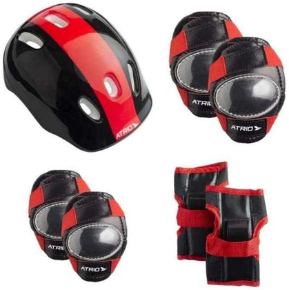 Imagem de Kit de Protecao Infantil com Capacete Cotoveleiras Joelheiras e Luva Tam unico Indicado Para 3 Anos Vermelho Atrio ES198 MULTIKIDS
