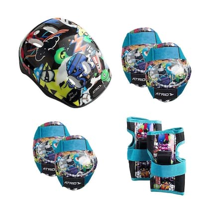 Imagem de Kit de Proteção Infantil Monster com Capacete Cotoveleiras Joelheiras e Luva Tam. Único