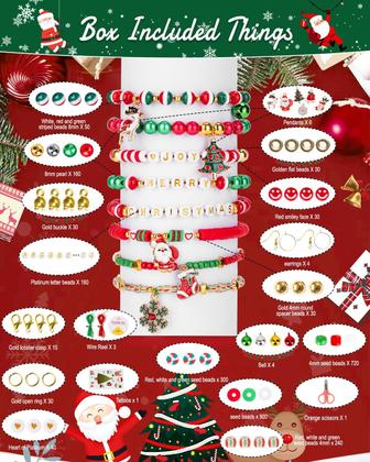 Imagem de Kit de pulseira de amizade de Natal Goldwise com miçangas e pingentes