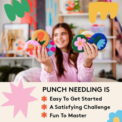 Kit de Punch Needle SPINNY - Conjunto com 6 Coasters e Tutoriais em Vídeo Imagem de Kit de Punch Needle SPINNY - Conjunto com 6 Coasters e Tutoriais em Vídeo