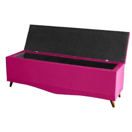 Imagem de Kit De Quarto Cabeceira De Cama Box e Calçadeira Baú Toquio Casal 140 cm Suede Rosa Pink Eli Móveis e Decoração