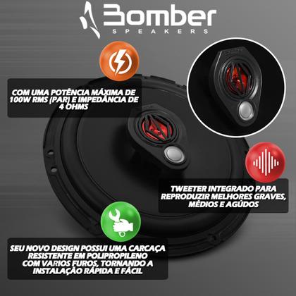 Imagem de Kit De radio modelo 6660 com duas entradas usb bluetooth entada sd Som Automotivo Para Carros e par de Alto Falantes da Bomber de 6 polegadas