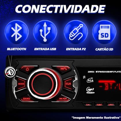 Imagem de Kit De radio modelo 6660 com duas entradas usb bluetooth entada sd Som Automotivo Para Carros e par de Alto Falantes da Bomber de 6 polegadas