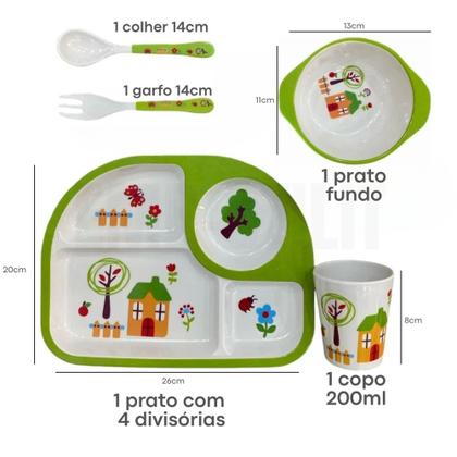 Imagem de Kit de Refeição Infantil com 5 Peças Jogo Completo Para Introdução Alimentar Menina e Menino