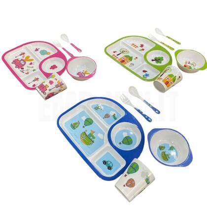 Imagem de Kit de Refeição Infantil com 5 Peças Jogo Completo Para Introdução Alimentar Menina e Menino