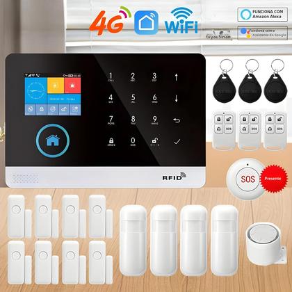 Imagem de Kit De Sistema De Alarme Para Casa Inteligente Tuya Proteção Sem Fio 2G 4G Suporte Para Vida