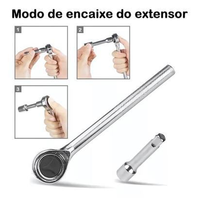 Imagem de Kit De Soquetes Com Chaves Combinadas E Catraca - 40 Peças