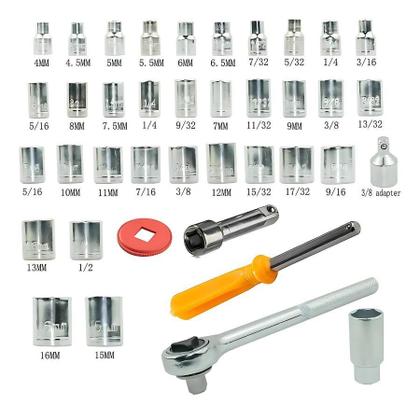 Imagem de Kit De Soquetes Com Chaves Combinadas E Catraca - 40 Peças