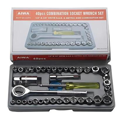 Imagem de Kit De Soquetes Com Chaves Combinadas E Catraca - 40 Peças