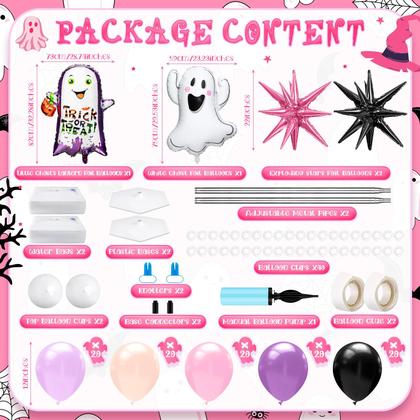 Imagem de Kit de suporte de coluna de balão de Halloween Kasyat, 2 conjuntos de rosa e roxo