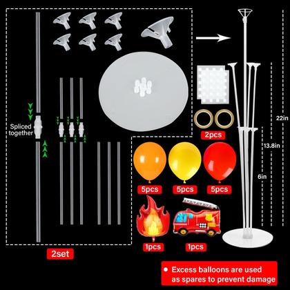 Imagem de Kit de suporte para balões de festa, 2 conjuntos com balões de caminhão de bombeiros