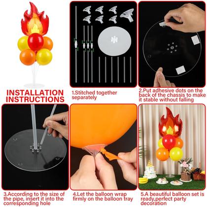 Imagem de Kit de suporte para balões de festa, 2 conjuntos com balões de caminhão de bombeiros