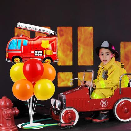 Imagem de Kit de suporte para balões de festa, 2 conjuntos com balões de caminhão de bombeiros