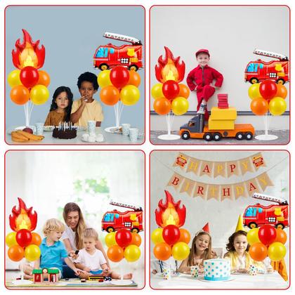 Imagem de Kit de suporte para balões de festa, 2 conjuntos com balões de caminhão de bombeiros