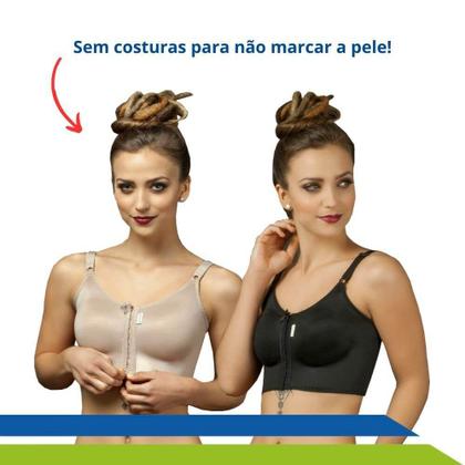 Imagem de Kit  de sutiã de Compressão sem Costura, Longo com Fechamento Frontal Bege e Preto- Cód.1007DUO