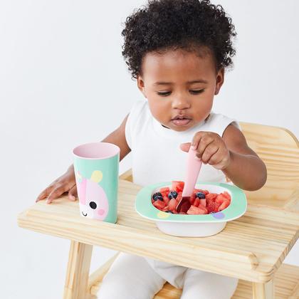 Imagem de Kit de Talheres para Bebê com Garfo e Colher Aço Inox Bubazoo Introdução Alimentar com Descanso Higiênico Buba