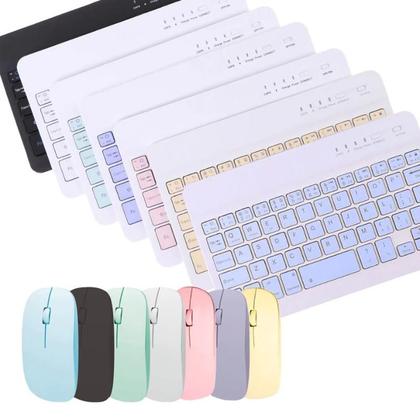 Imagem de Kit de Teclado e Mouse Sem Fio Bluetooth com Design Moderno Destinado a PC, Tablet e Notebook
