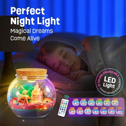 Imagem de Kit de terrário LAOESE Unicorn para meninas de 4 a 12 anos com luz